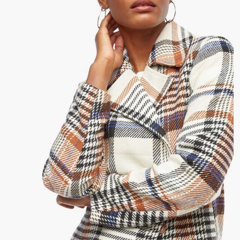 NWT Plaid Double Breasted Trench Coat - XXL - Picture 2 of 8